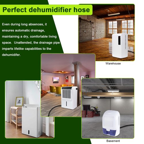12FT Dehumidifier Drain Hose with 3/4 Inch FHT Connector, Featuring Rust-Resistant Brass Fittings for Leak-Proof Connection, Perfectly Compatible with Most Dehumidifier Brands(7 Length Options)