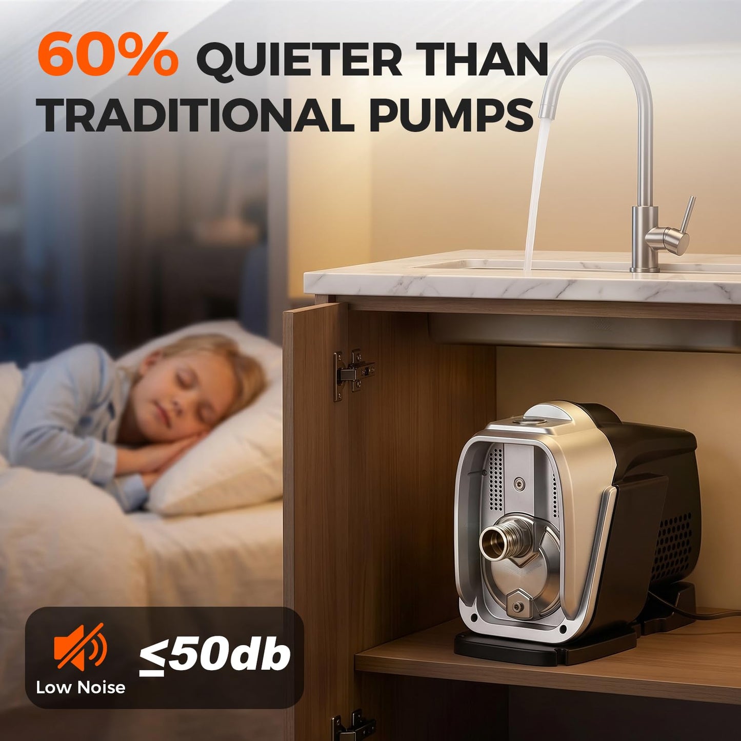 80 PSI Water Pressure Booster Pump for Whole House, 3/4 HP Intelligent Constant Pressure Pump, 115V Self-Priming Shallow Well Jet Pump for Home, Garden & Shower OE# 98562818