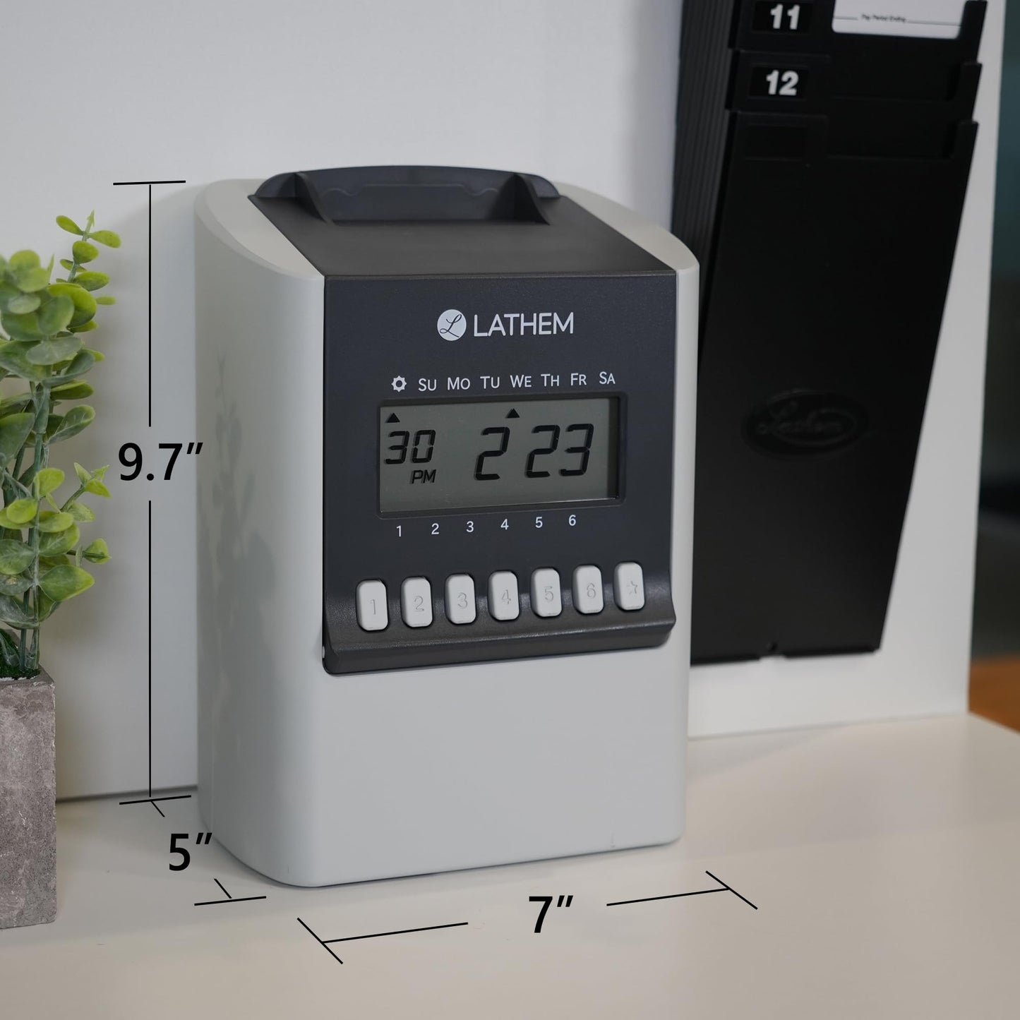 Lathem 700E Calculating Electronic Time Clock, Gray, 6.9" x 5.2" x 9.6"