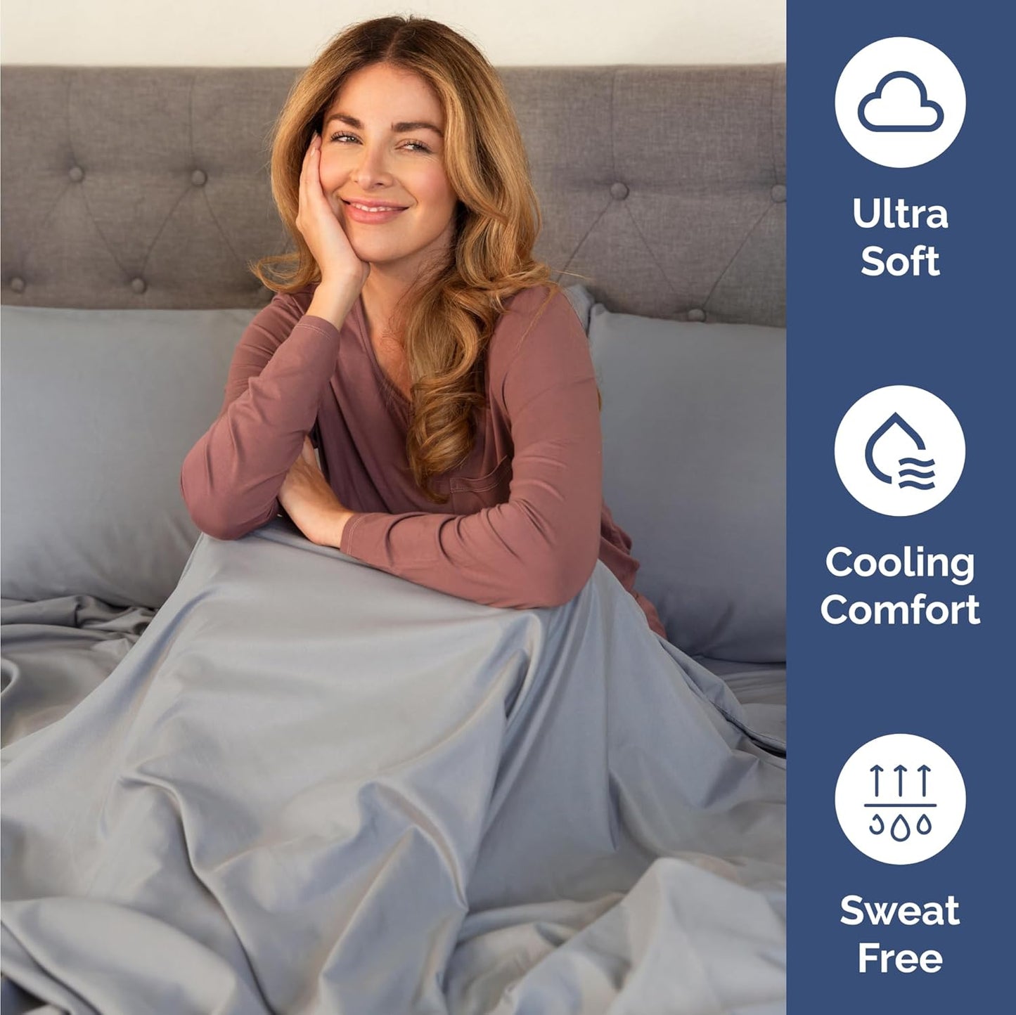 Steel Blue Twin Size 3-Piece Sheet Set by [Brand Name] - Comfy, Breathable & Cooling Luxury Bedding