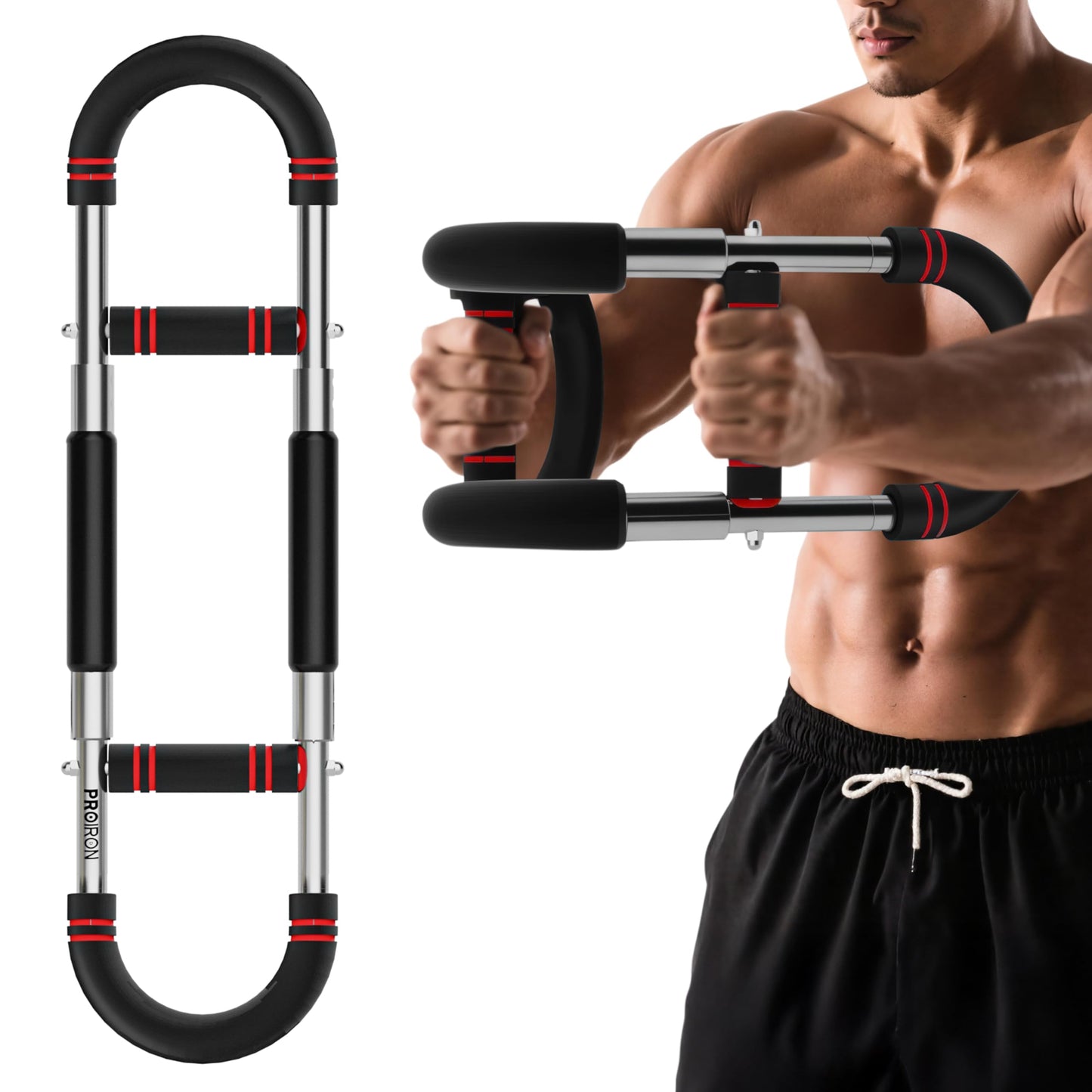 PROIRON Twister Arm Trainer, Adjustable Spring Workout Bar, Forearm Triceps Chest Workout Equipment, Portable Home Fitness Equipment