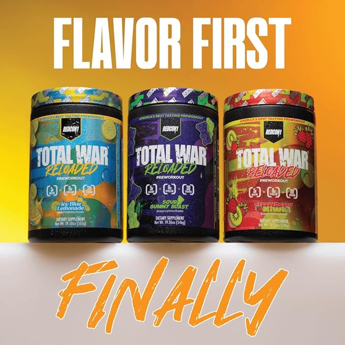 REDCON1 Total War Reloaded Pre Workout, Sour Gummy Bear - Creatine, Beta Alanine + L-Citrulline Malate Keto Friendly for Men & Women with 350mg of Caffeine - Fast Acting (30 Servings)