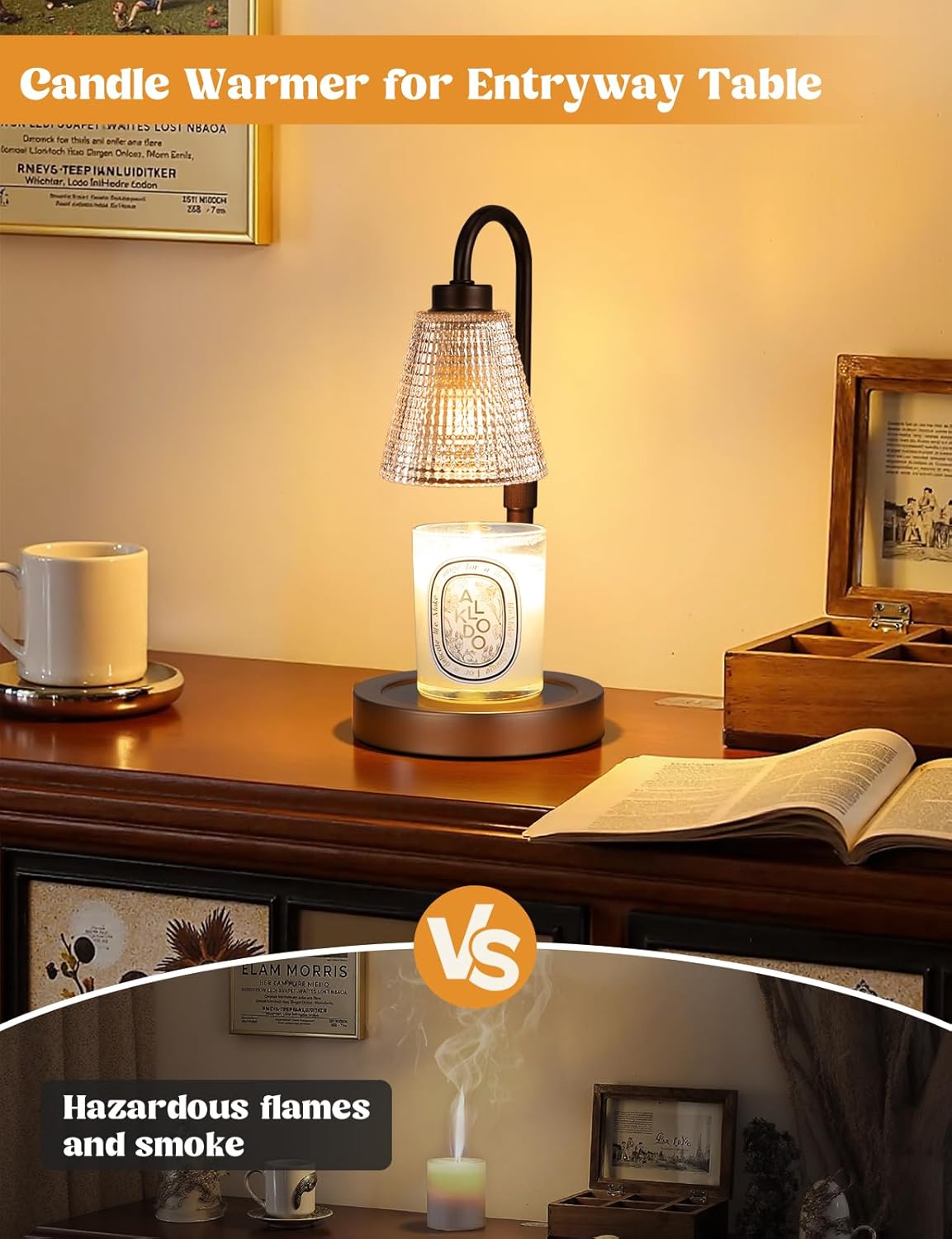 Big Brown Candle Warmer Lamp - Dimmable & Adjustable Timer for Jar Candles | Perfect Home Decor Gift