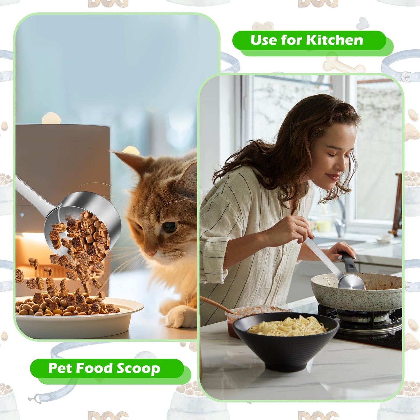 Ashmacdo 1/2 Cup Dog Food Scoop,Scoop for Dog Foods with 7.8'' Long Handle,Stainless Steel Dog Food Measuring Cups for Pet Foods,Easy to Clean (1/2 CUP)