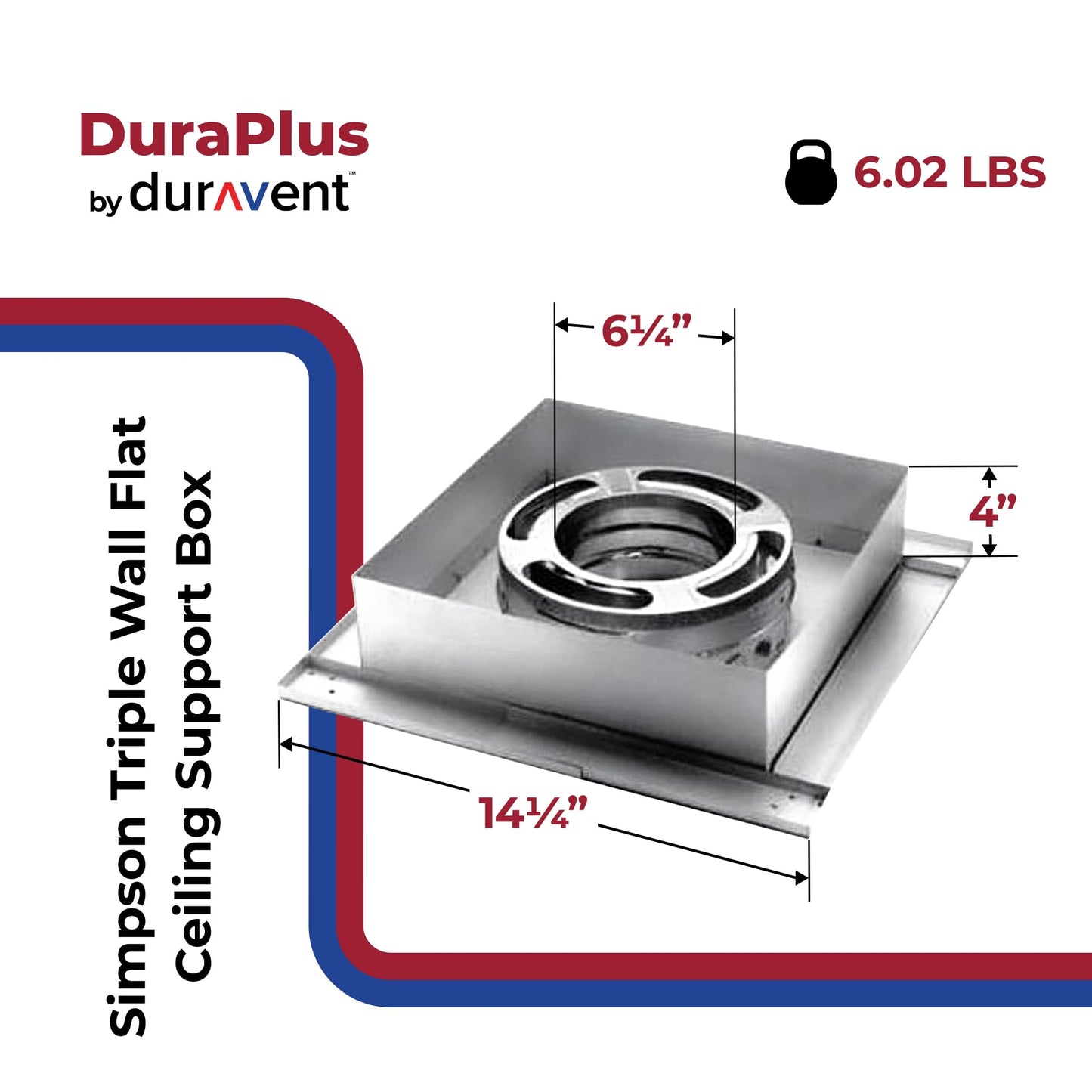 DuraVent Steel Triple Wall Flat Ceiling Support Box