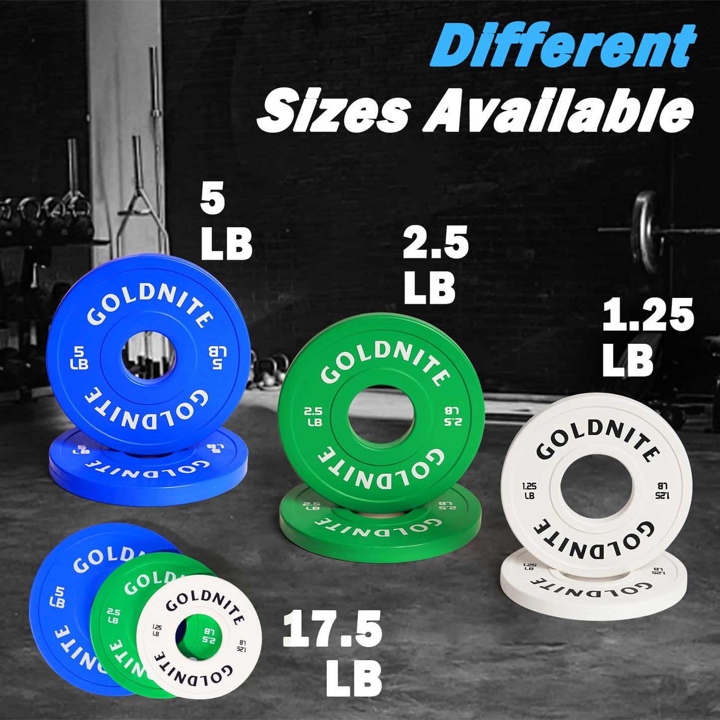 GOLDNITE Change Plates 1.25LB Set Rubber Coated Fractional Weight Plates Olympic Bumper Plates - Barbell Weights for Strength Training, CrossFit, Home Gym Workouts Powerlifting