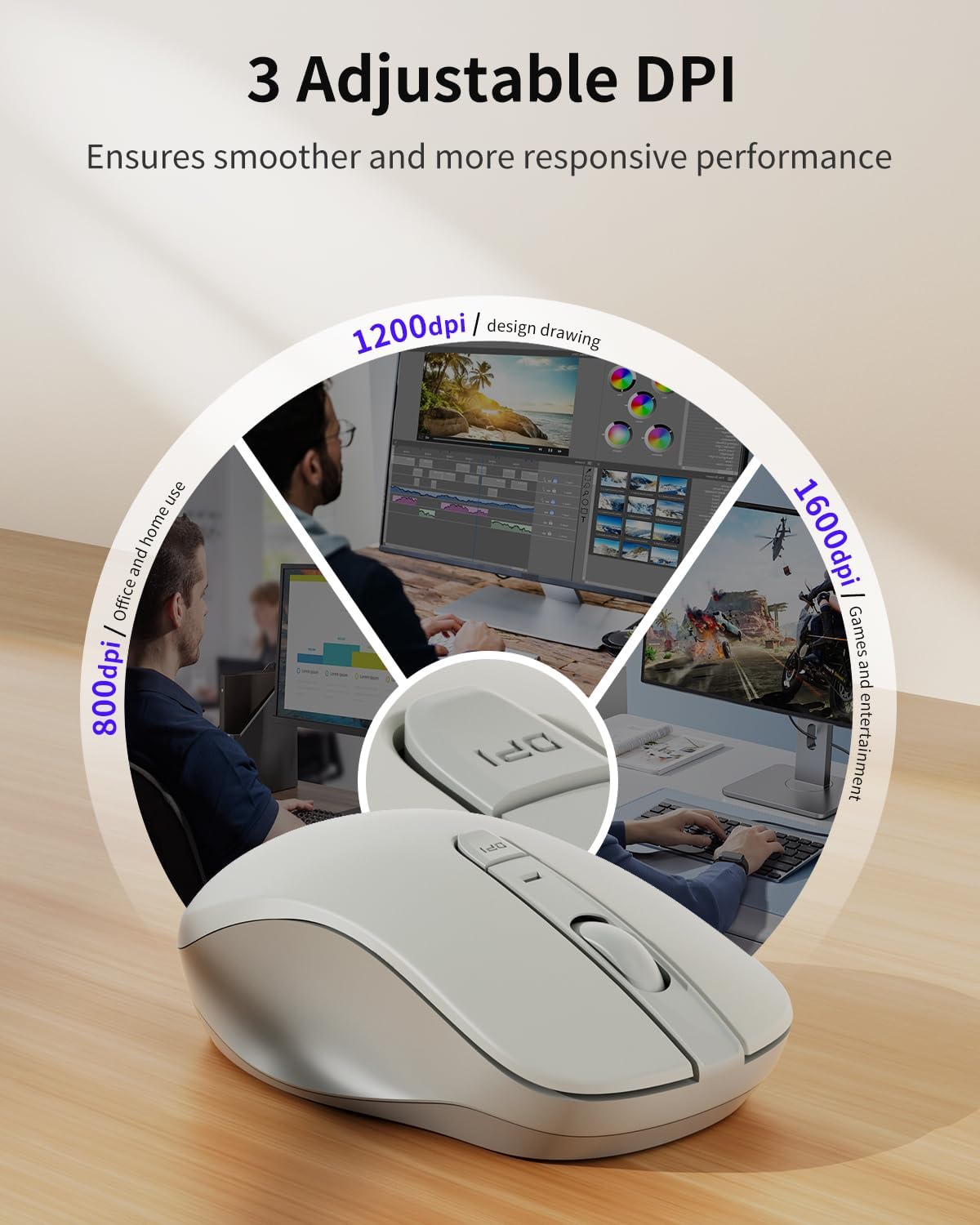 wegear WL300 6 18-Month Bluetooth Mouse Silent Wireless Mice, Quiet Click, Cordless Computer Mouse with Buttons
