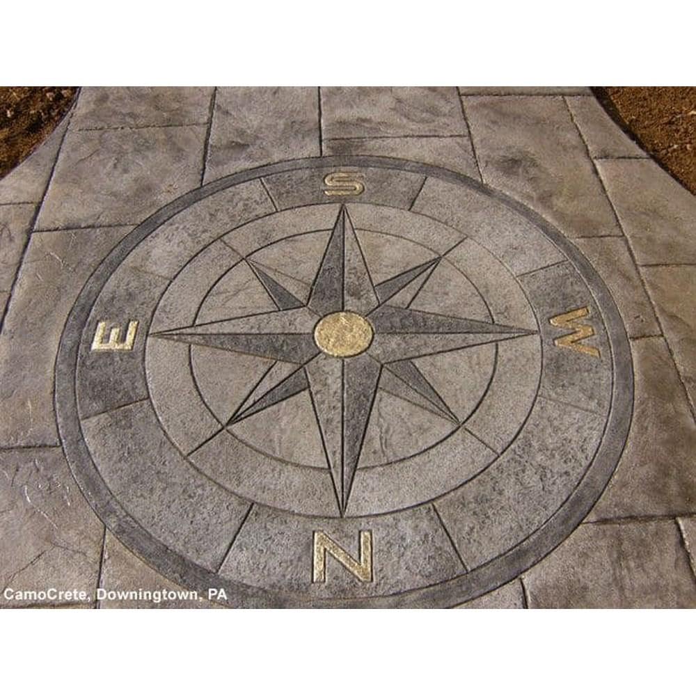 “ROUND COMPASS” Concrete Stamp – 28" Polyurethane Flexible Mold for Stamping Cement, Plaster, mat for printing, Decorative Texture Tool for Horizontal & Vertical Surfaces, Durable & Reusable