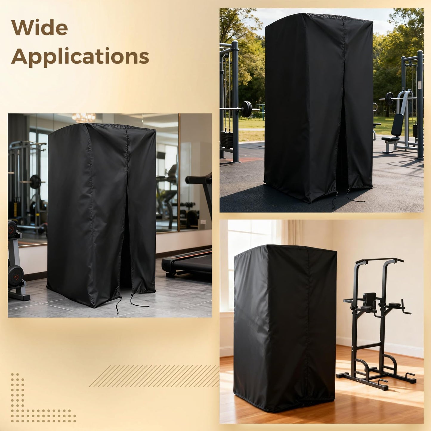 Pull Up Bar Station Cover, 42 x 40 x 64 in Power Tower Cover with Drawstring, 210D Oxford Cloth Waterproof Dustproof Outdoor Cover, Black