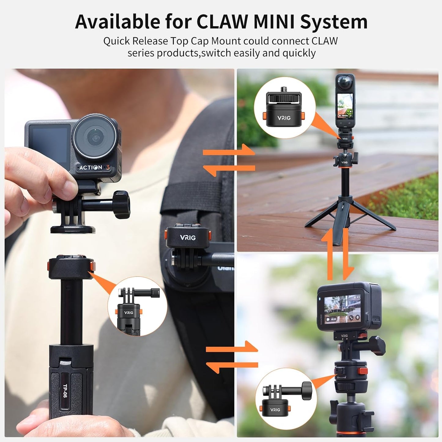 VRIG 1/4 (1/4 Camera Tripod Quick Release Plate Universal Mount Magnetic Base Adapter with Screw Hole, Suitable