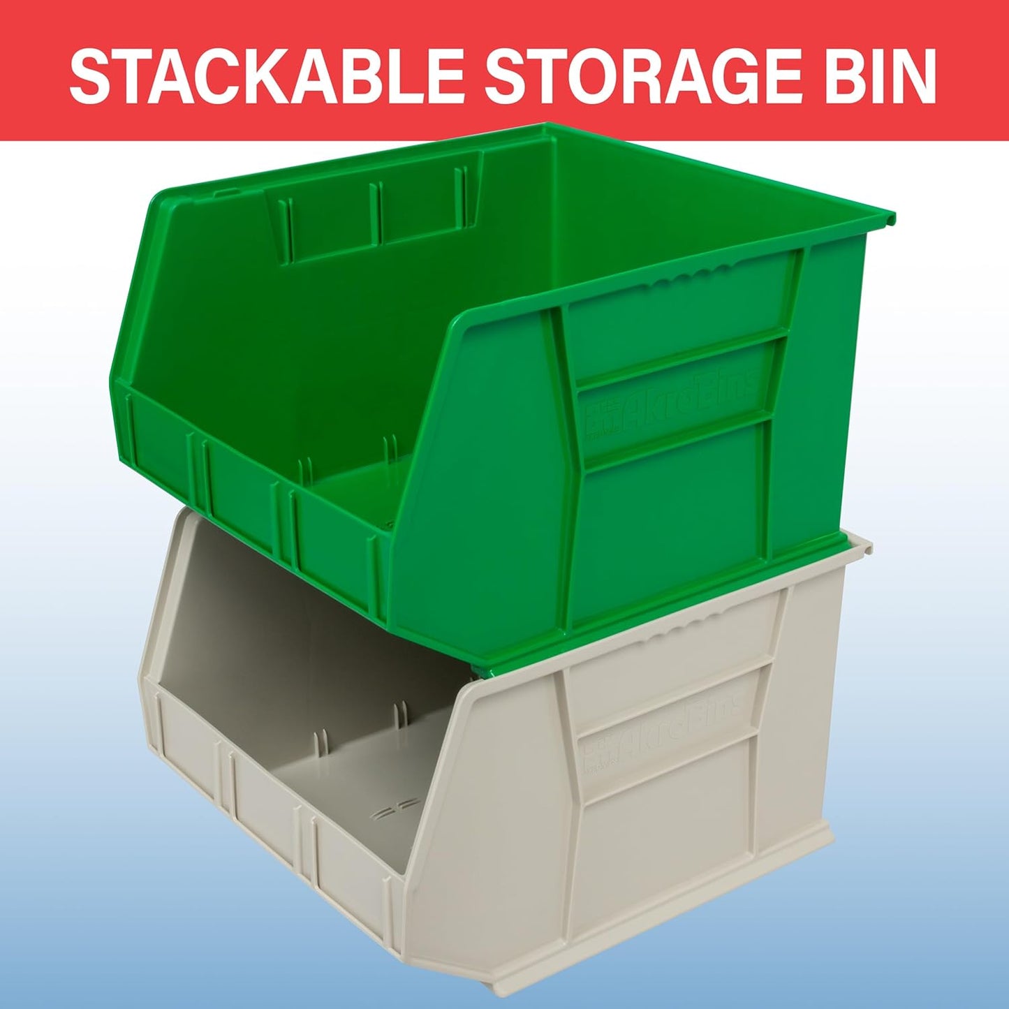 Akro-Mils Plastic Storage Bins - Space-Saving Stackable Organizers for Garage & Pantry | Blue, 18" x 16" x 11", 3-Pack