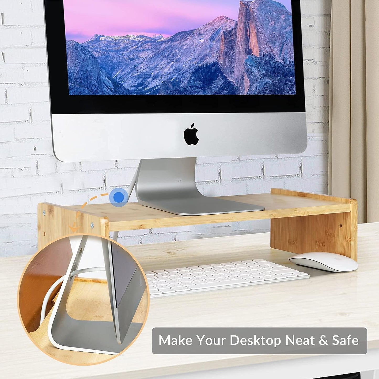 2 15.8 inch KINLINK Solid Wood Monitor Stand Riser, Monitor Riser with Adjustable Height, Computer Riser for Computer