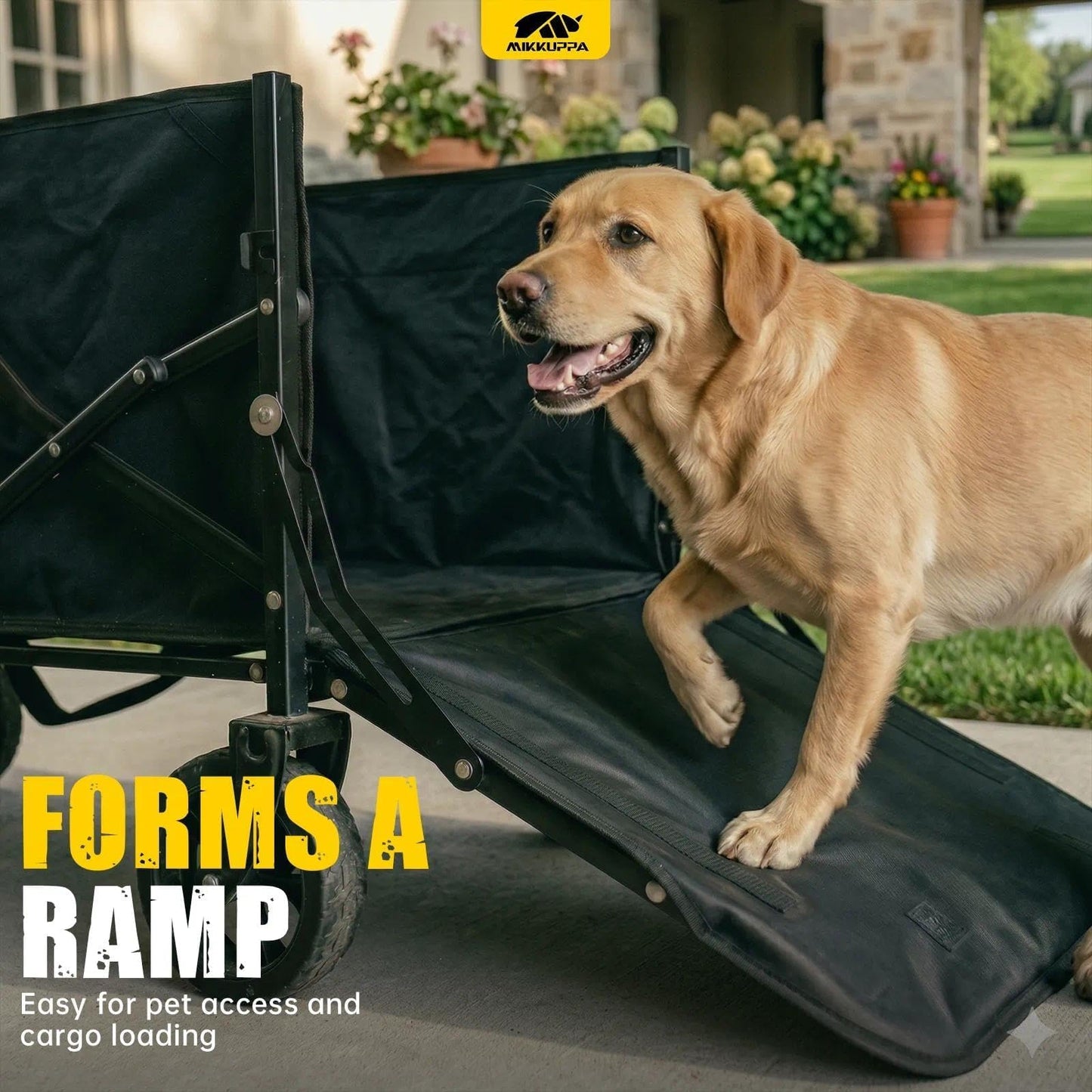 MIKKUPPA Collapsible Wagons Carts Foldable - 180L 340LBS Dog Wagon with Drop-Down Tailgate for Groceries, Heavy Duty Utility Beach Cart with Big All-Terrain Wheels for Camping, Garden, Shopping, Sport