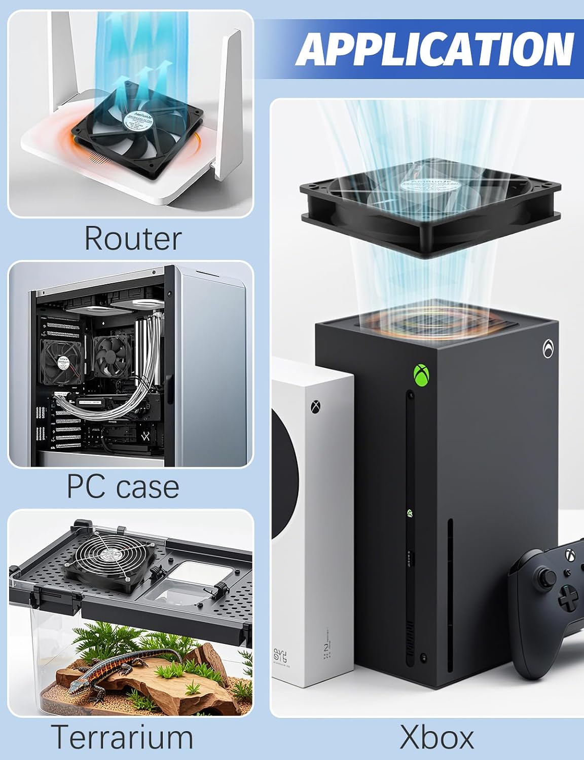 120mm 2 Packs, 5V USB Cooling Fan Brushless Quiet Fan with Speed Controller for PC Computer PlayStation Xbox Router