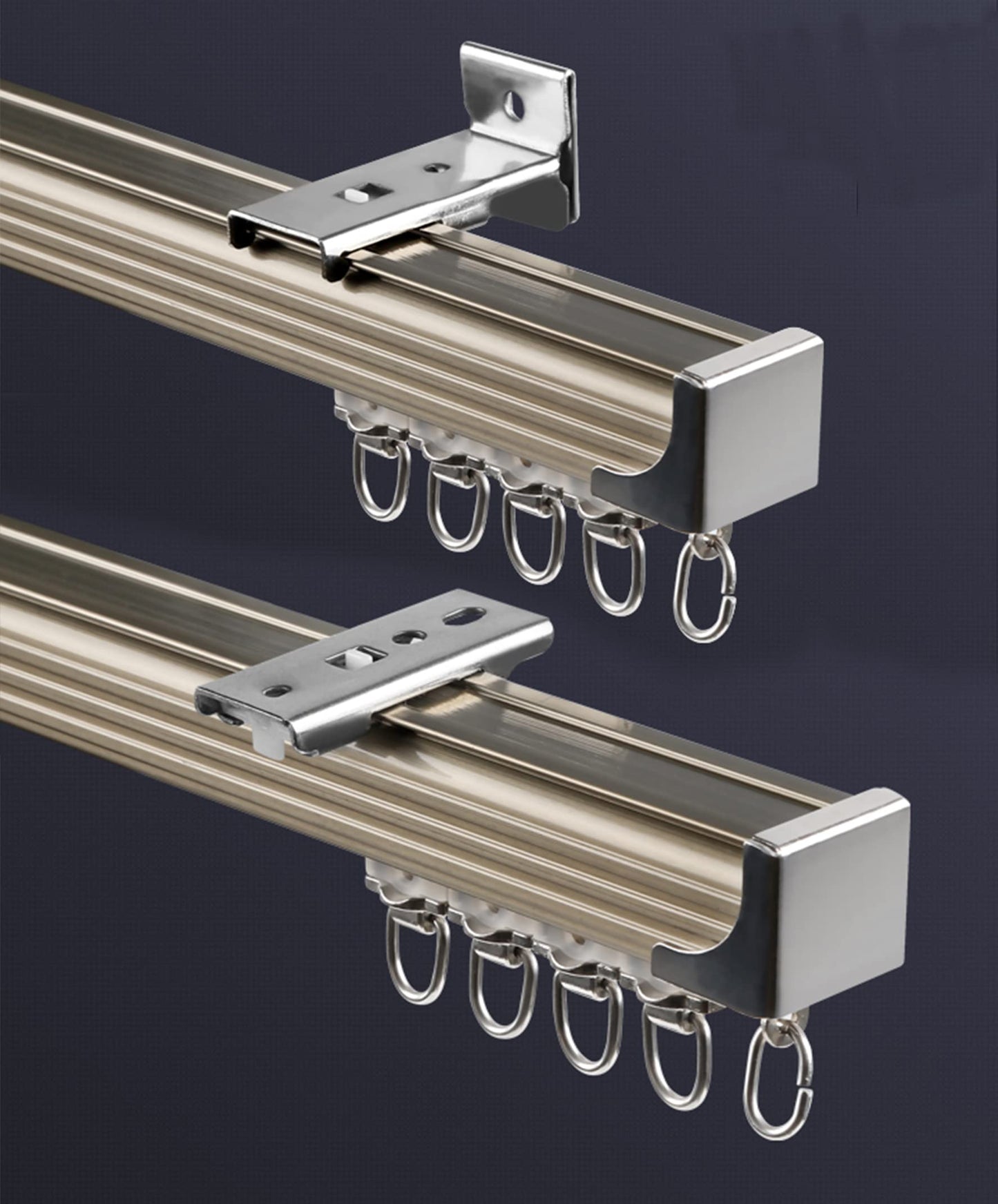Ceiling Curtain Track Set,Room Divider Track, Shower Curtain Track Set with Hooks and All Accessories for Living Room, Bed Room, Closet and Sliding Door (champagne, For Spaces 18ft - 24ft Wide)