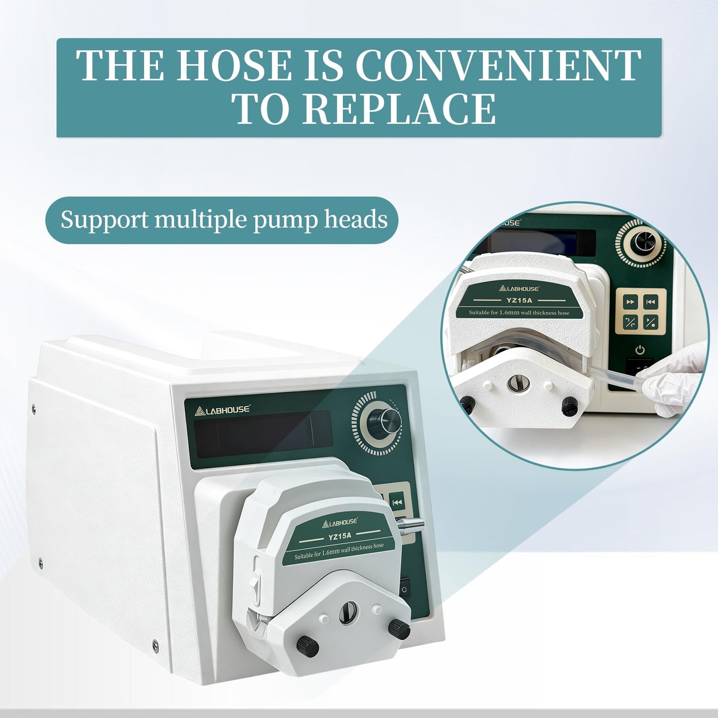 LABHOUSE PCP-825Pro Digital Peristaltic Pump Direct Flow Control - 0.008-825mL/min High Precision Metering Pump, 0.1-200 RPM, Smart Timer, 3 Roller & 7 Silicone Tubes for Laboratory Industrial