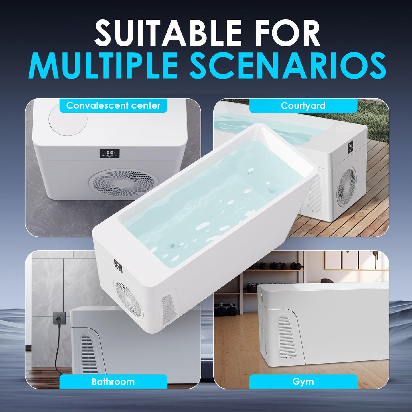ICEGALAX Ice Bath Tub with Built-In Water Chiller (Down to 38℉), Smartphone Control, Whisper-Quiet, Freestanding Design for Full-Body Recovery & Cold Therapy, All-in Gen 2 (White)