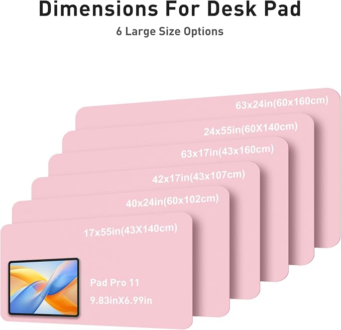 Aothia Faux Leather Desk Mat - Large Mouse Pad, Non-Slip PU Leather Blotter, Waterproof Writing Surface for Office and Home (Fairy Pink, 63" x 24")