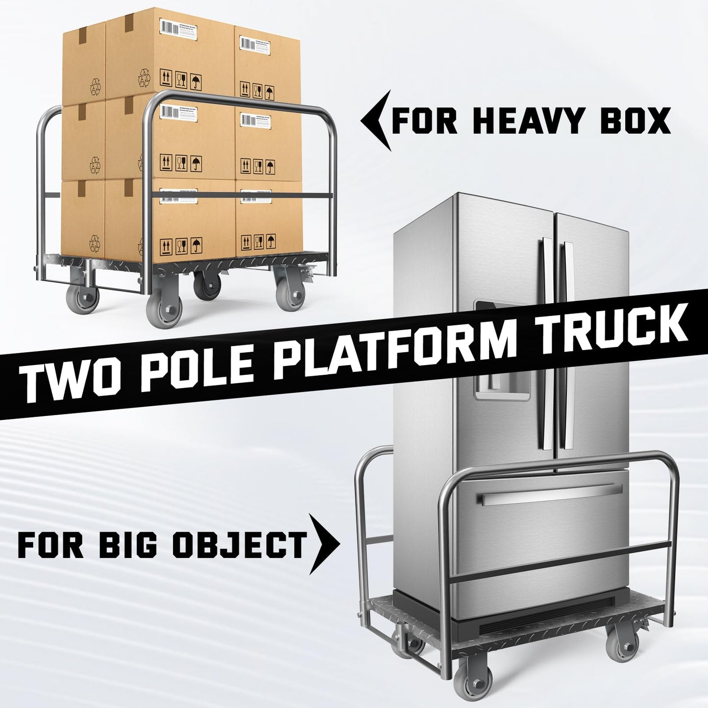 Panel Cart, Heavy Duty Flatbed Cart with 5In Swivel Caster 2000LBS Weight Capacity Lumber Drywall Mattress Cart Transporting Heavy Loads with Ease and Efficiency 2PCS Straps for Platform Truck