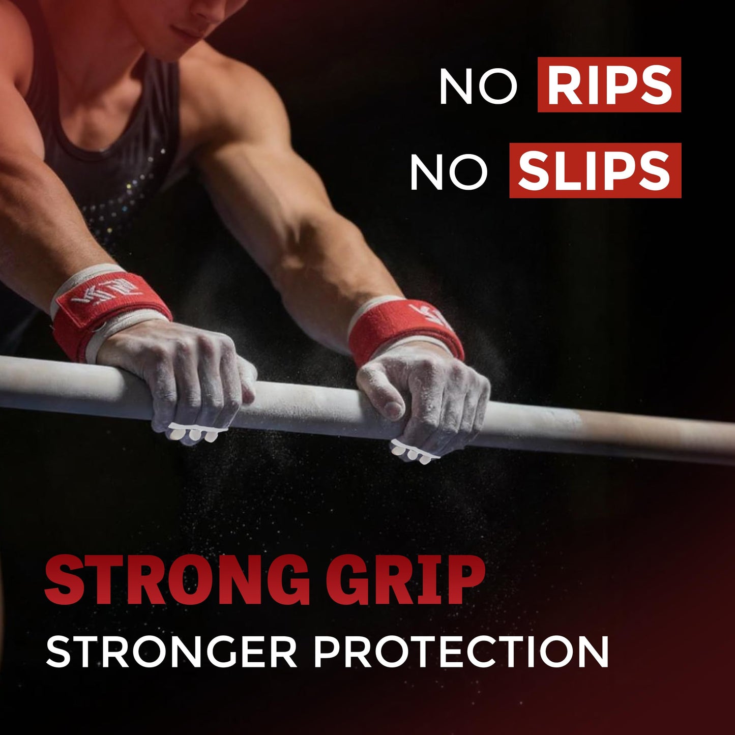 Reisport Protec High Bar Gymnastics Grips for Men - Triple Strength Leather Hand Grips for Gymnastics Bars - Gymnastics Equipment & Accessories for Advanced Gymnasts