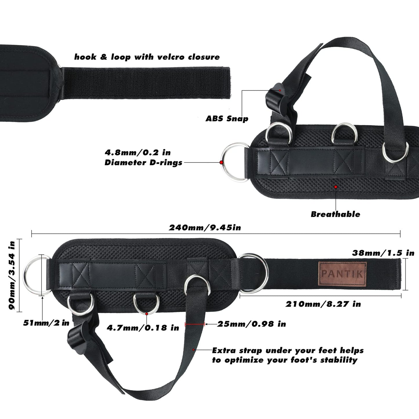 PANTIK Ankle Strap for Cable Machine Adjustable Cable Ankle Attachments for Gym Comfort fit Neoprene Padded Steel Double D-Ring Ankle Cuffs for Cable Kickbacks, Lift The Butts, Tone The Legs