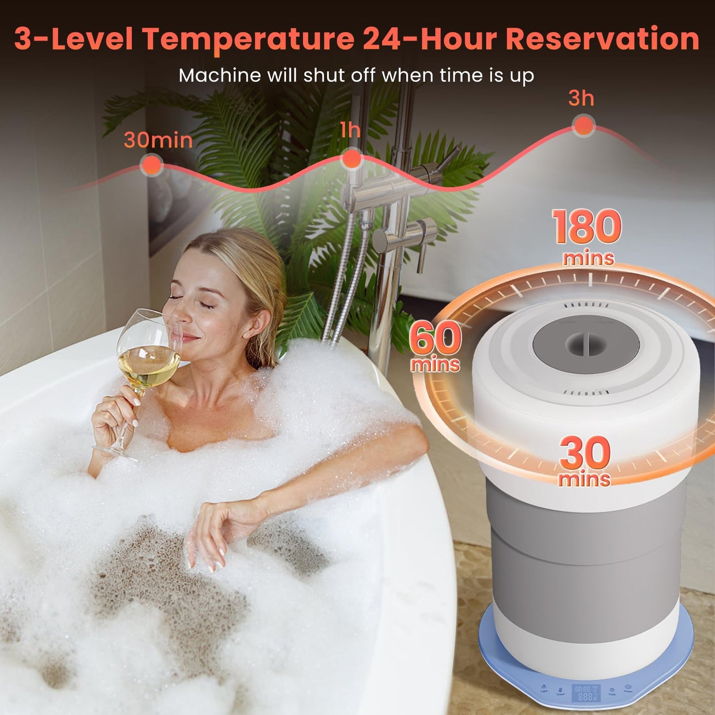Arrocent Towel Warmer, 23L Towel Warmer Bucket with Time Setting, Auto Shut-Off, Retractable Portable, Fits Up to Two Large Towels, Bathrobes, Blankets, PJ's and More