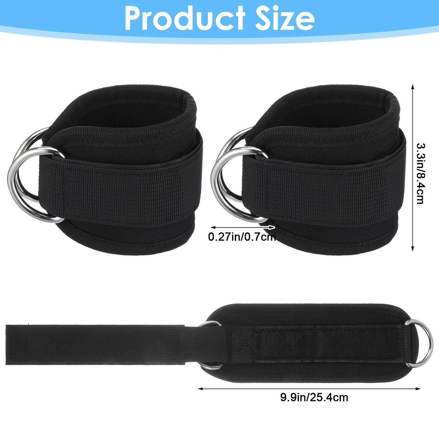 2 PCS Weightlifting Straps With D Ring, Adjustable Wrist Cuffs Gym, Padded Wrist Support, Cable Machine Accessories, Strength Training Equipment