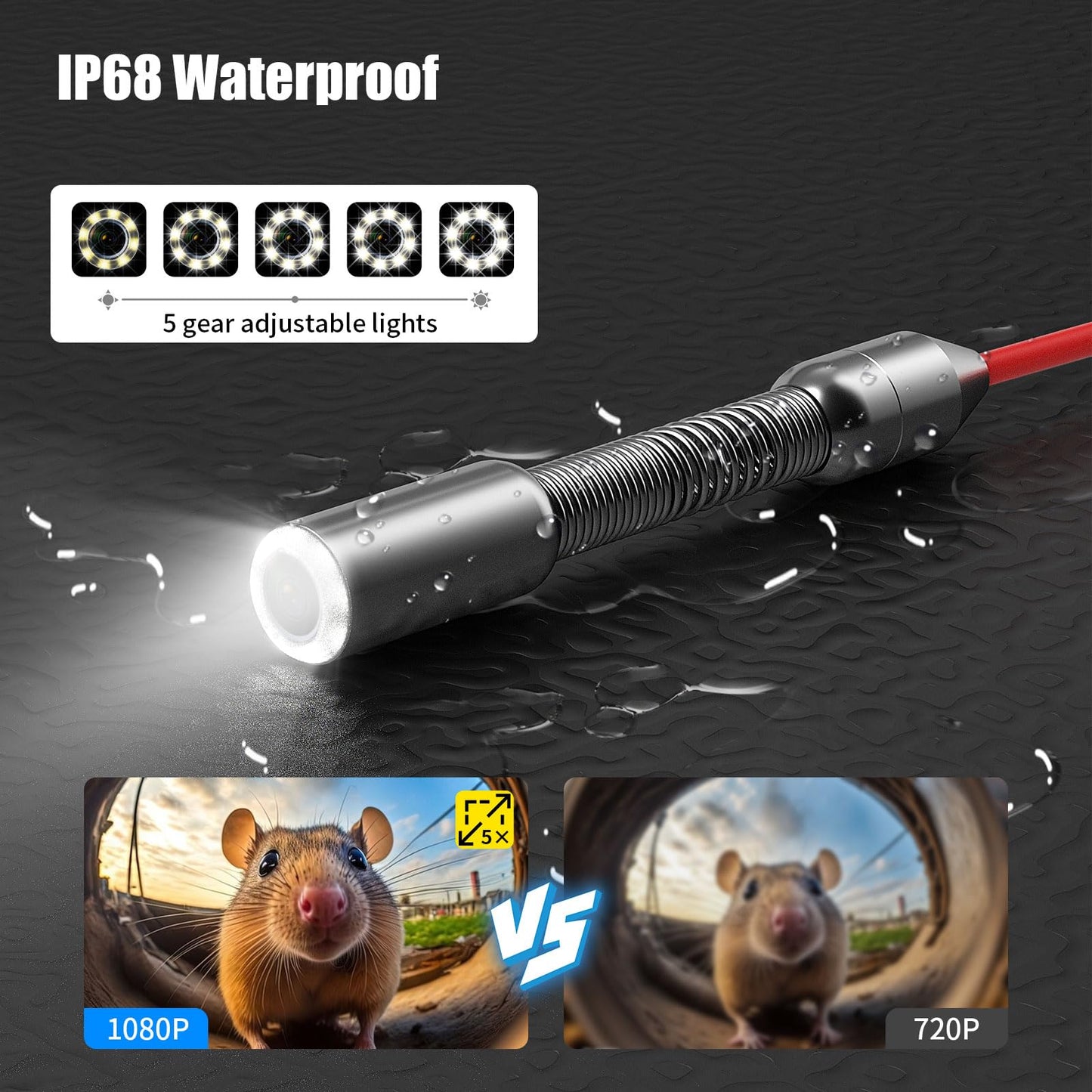 Sewer Camera with 18mm 512hz Transmit,Pipe Inspection Camera 7" DVR Waterproof IP68 Borescope Plumbing Drain Endoscope 32GB Card for Home Wall Duct Drain Pipe Plumbing