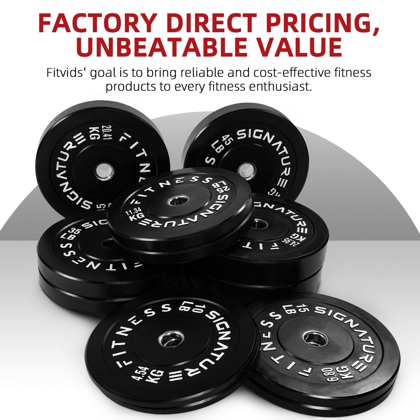 Fitvids 2" Olympic Bumper Plate Weight Plates with Steel Hub, 10LB, Pair, Black, Updated
