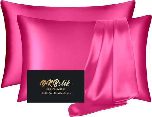 Mulberry Silk Pillowcase Set by Skiennix - Anti-Acne & Hair Care | King Size, Hot Pink, 2 Pack