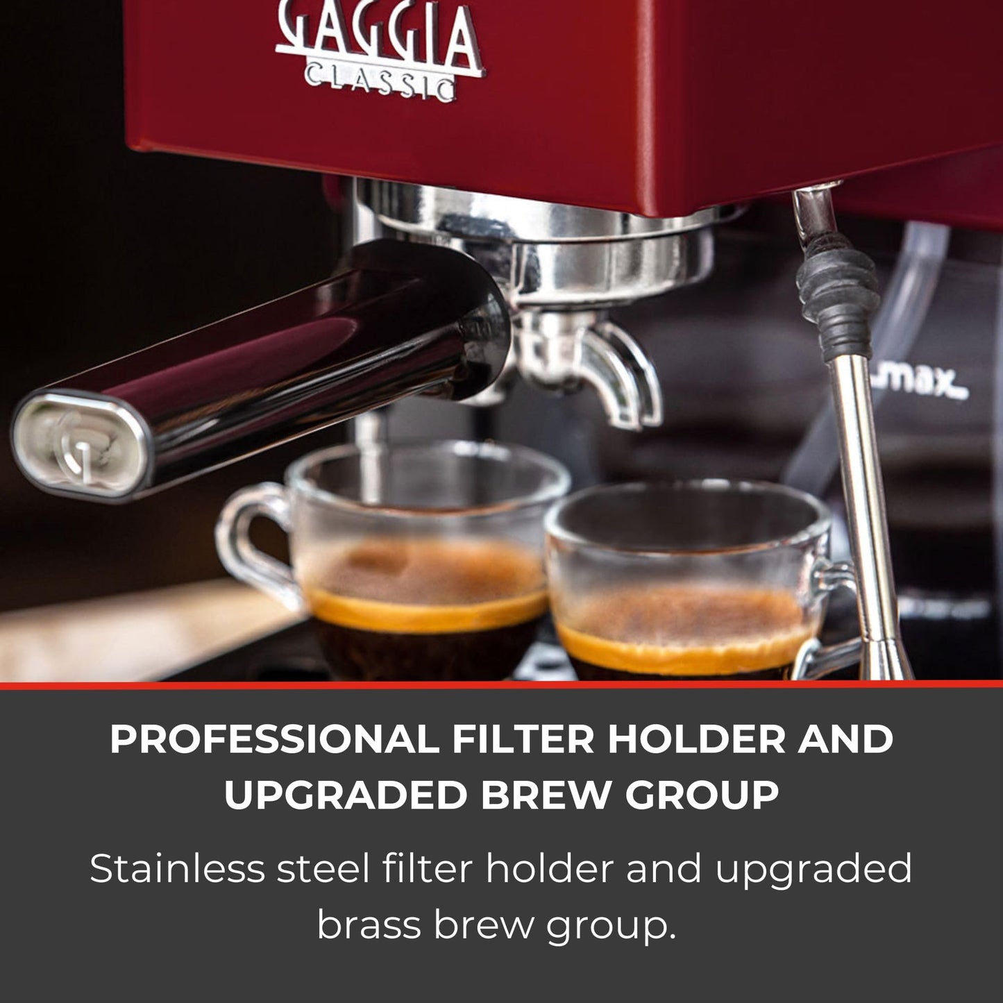 Gaggia RI9380/47 Classic Pro Espresso Machine,1.3liters, Cherry Red