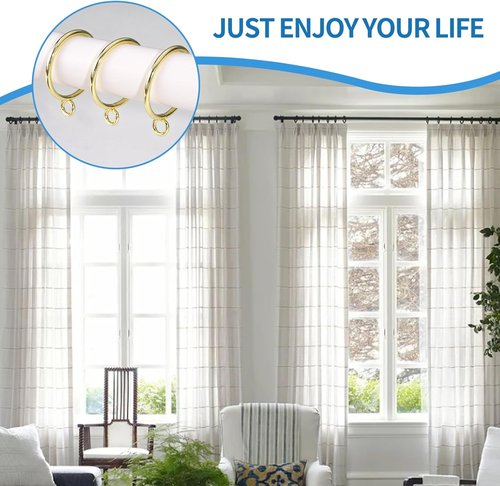 44 Pack Metal Curtain Rings by [Brand Name] - Eyelet Drapery Rings for Pinch Pleat Curtains | 1.5 Inch ID, Gold
