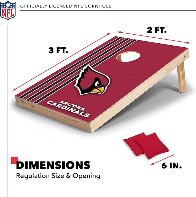 NFL 2' x 3' Solid Wood Cornhole Set with Direct Print HD Team Graphics – Great Gift for Any Football Fan! Bean Bag Toss Family Outdoor Games