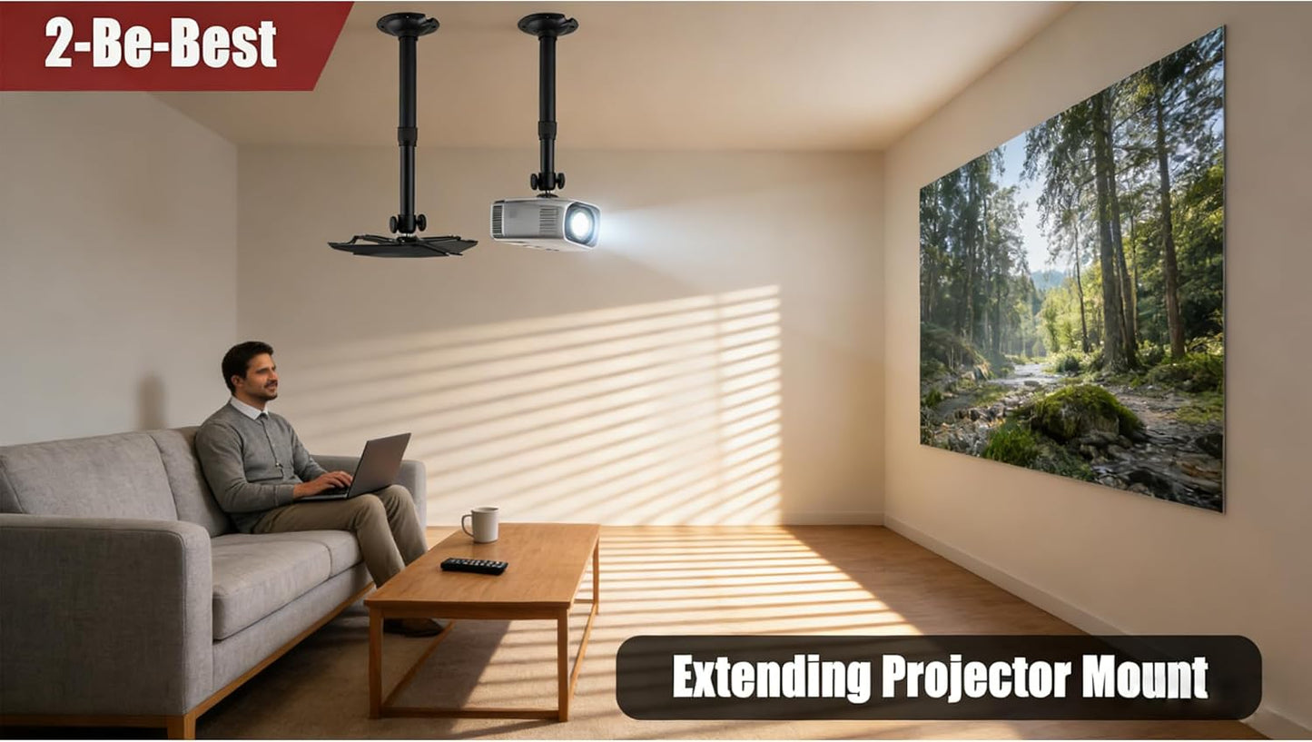 WINRIOO 14-24 in,4-Hole Universal Projector Ceiling Mount Adjustable Length & Single-Hole Compatible Bracket for Home