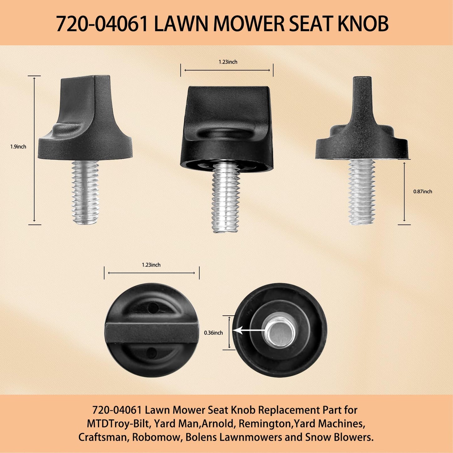 NBPLUS 720-04061 Seat Adjustment Knob, Lawn Mower Seat Knob for MTD, Craftsman, Remington, Robomow, Troy Bilt, Yard Machines, Yard Man, Arnold, Columbia, Murray Replacement Parts 4 Packs