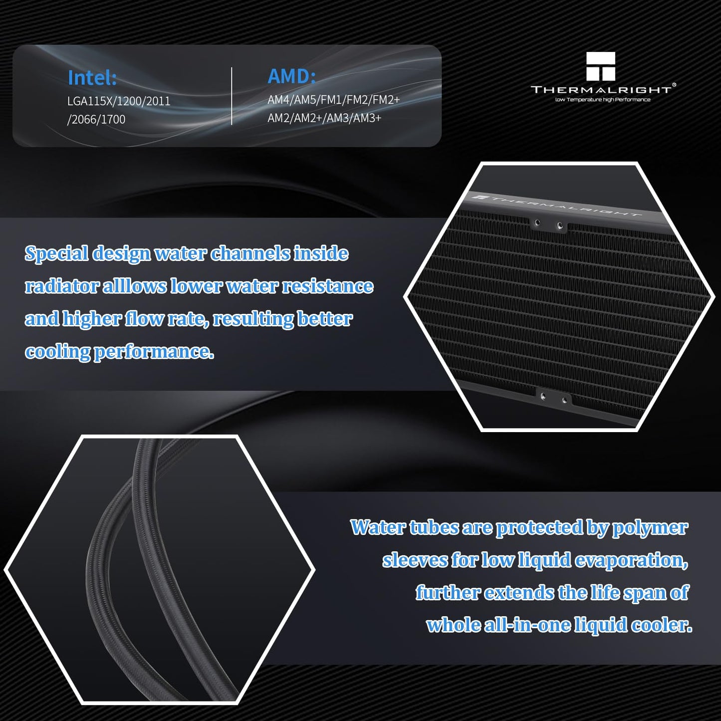 Frozen 240 V2 Cooler,240Black AMD/AM4 AM5,Intel 1700/1150/1151/1200/2011 Thermalright Notte Black ARGB Water Cooling