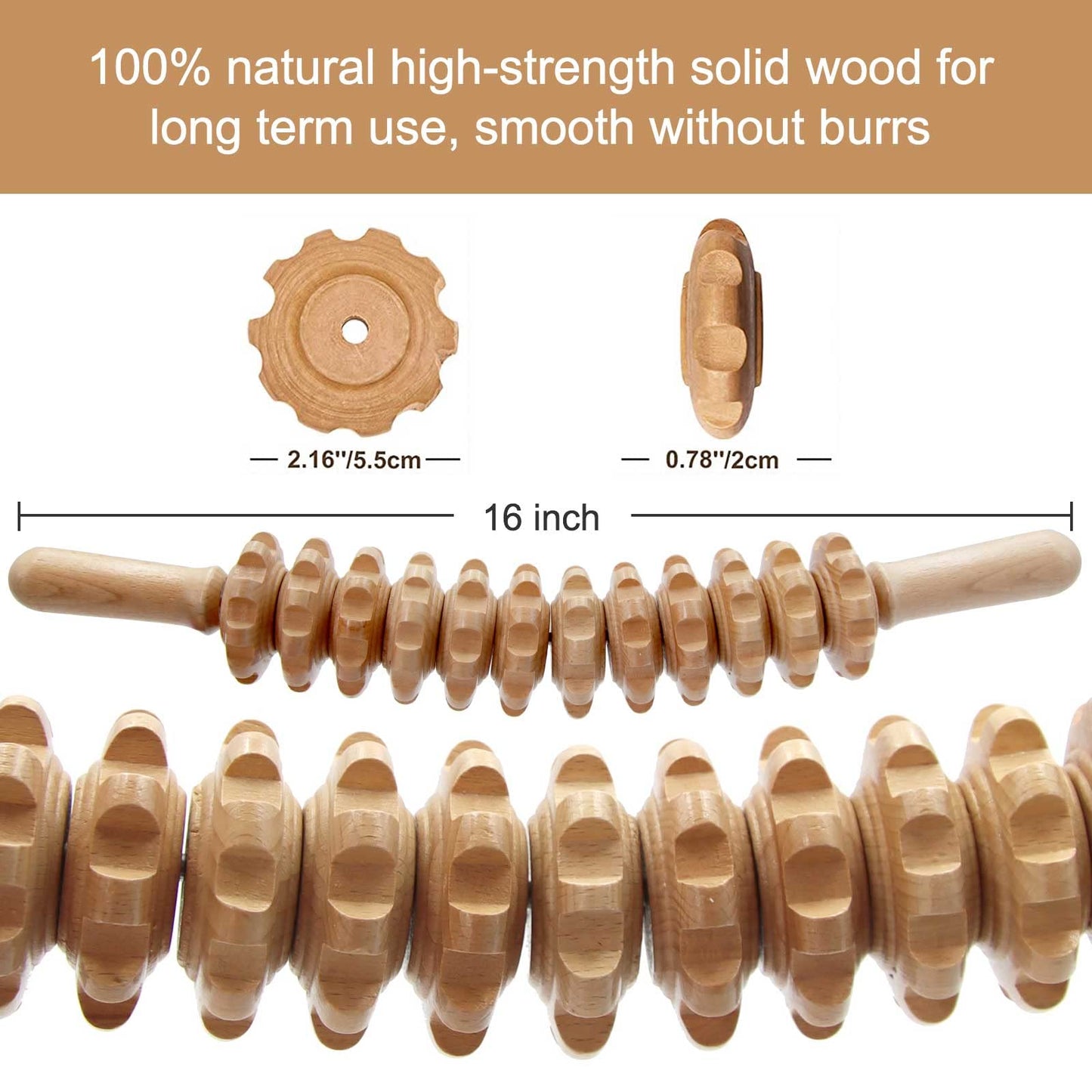 Gihunk Wood Therapy Massage Tools, 16 inch Professional Wooden Massage Roller Stick & Wood Therapy Tools for Body Shaping, Body Sculpting Tools, Ease Deep Tissue