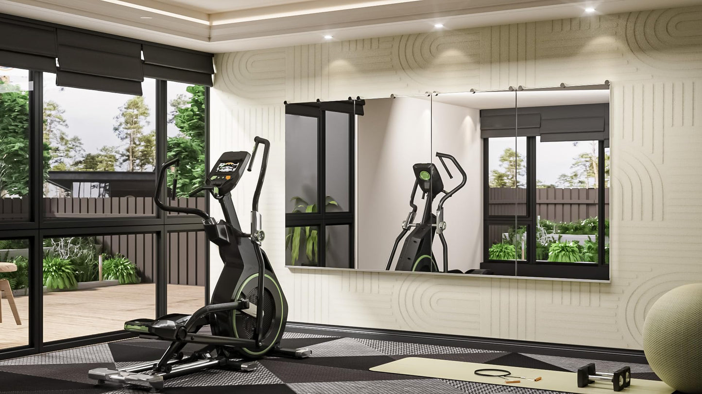 Keonjinn Home Gym Mirror, 48" x 24" x 2Pcs, Large Exercise Mirror, Frameless Full Body Mirrors, Tempered Glass, Wall Mounted for Gym, Yoga, Bedroom, Dance Studio