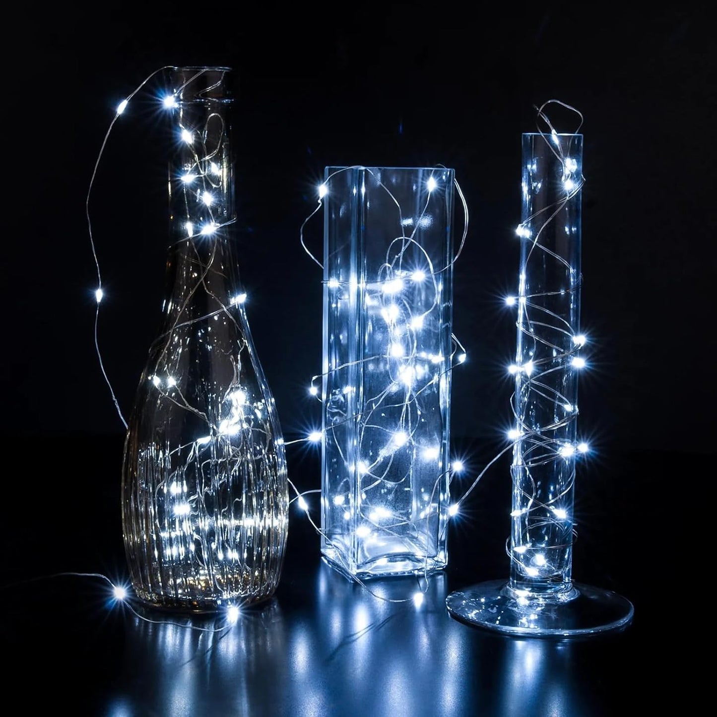 Skiennix 8-Pack White Fairy Lights - 7Ft 20 LED Twinkle String Lights | Battery Operated & Waterproof for Weddings, Parties, and Home Decor