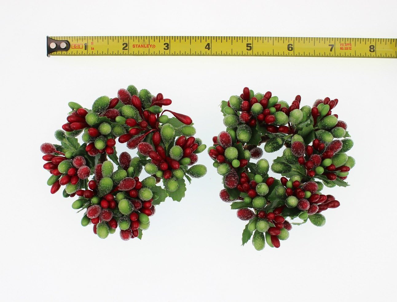 Regine Switzerland Set of 2 Beaded Berry Wreath Candle Napkin Rings - Christmas Red & Green Decor