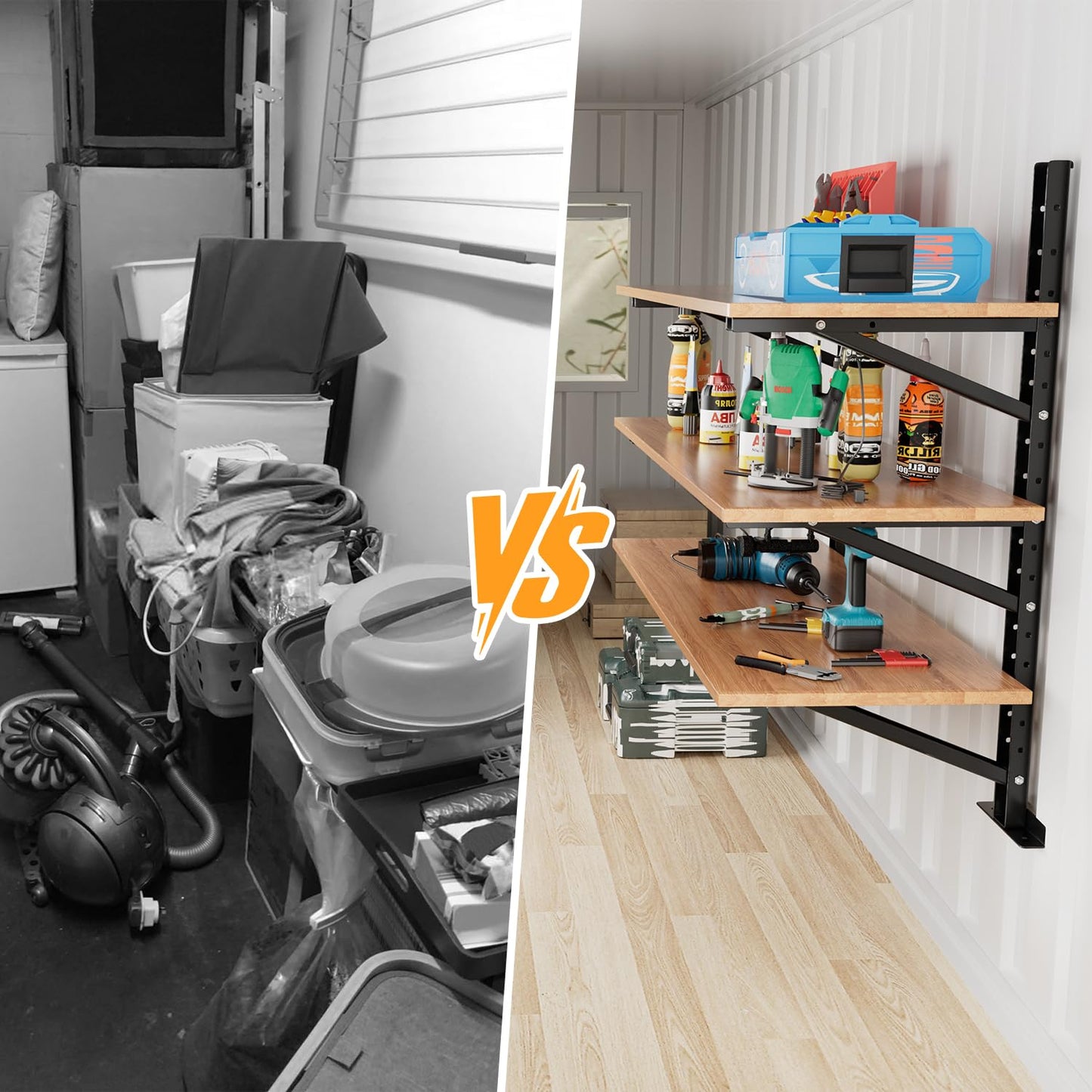 bimiti 2 Pack Shipping Container Shelving Brackets, Heavy Duty Adjustable Hanging Shelf Bracket Shipping Container Accessories Lumber Storage Rack, D-Ring Mount for Cargo Container 46.5"(H) X 22"(W)