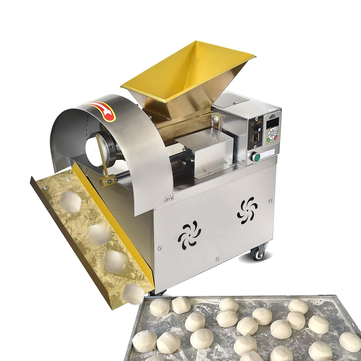 Koalalko Electric Automatic Dough Cutter Machine, 400W, 110V, Stainless Steel, 3 Sizes Molds, 25mm-40mm, 0-500g Adjustable Weight, Suitable for Food Processing Plants, Restaurants, Bakeries