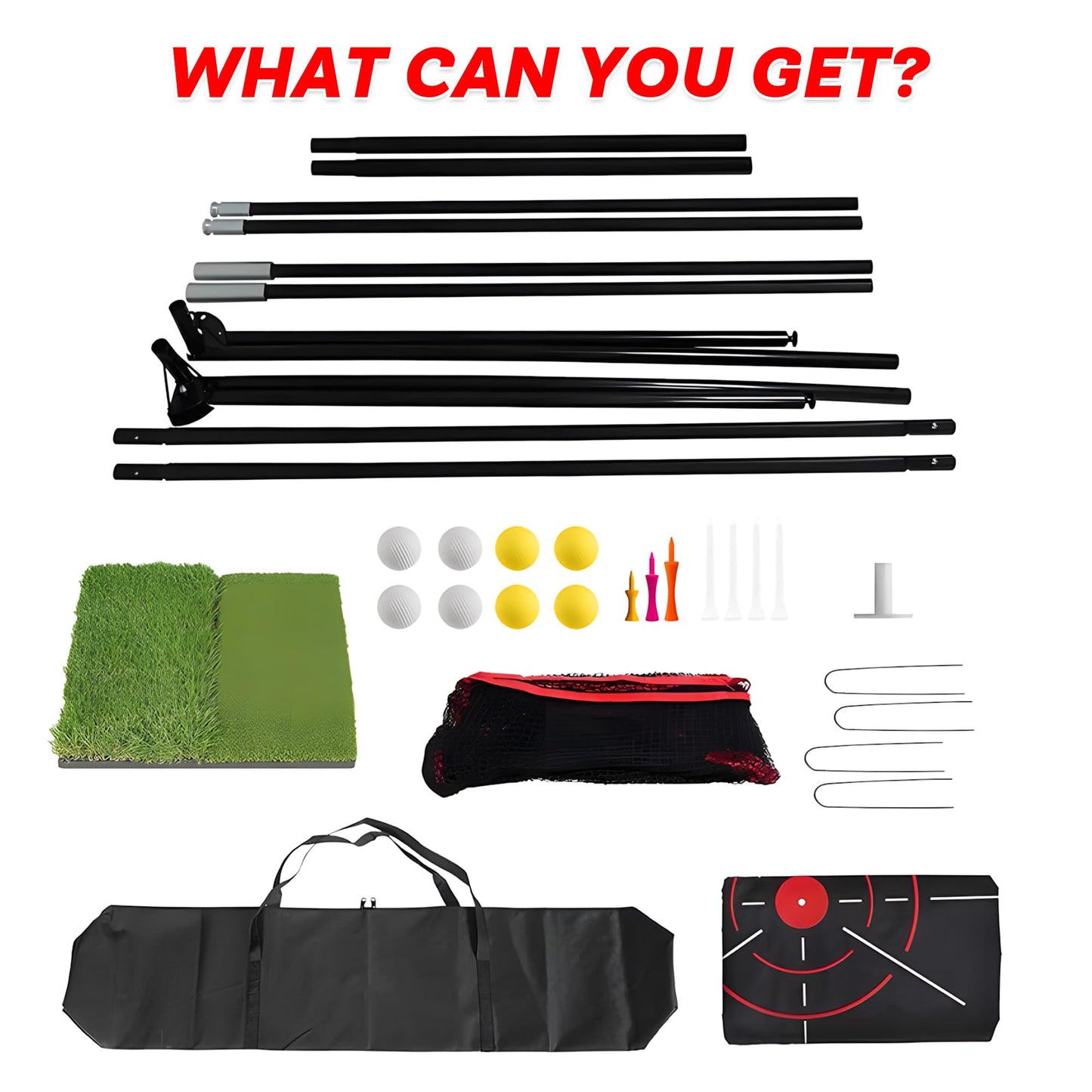 Aohanoi Golf Net, 10x7ft Golf Hitting Nets with a Turf Mats, Golf Practice Net for Backyard,Garage, Terrace Equipped with Noise Free Target, Great Gift for Fathers, Husbands and Professional Golfers