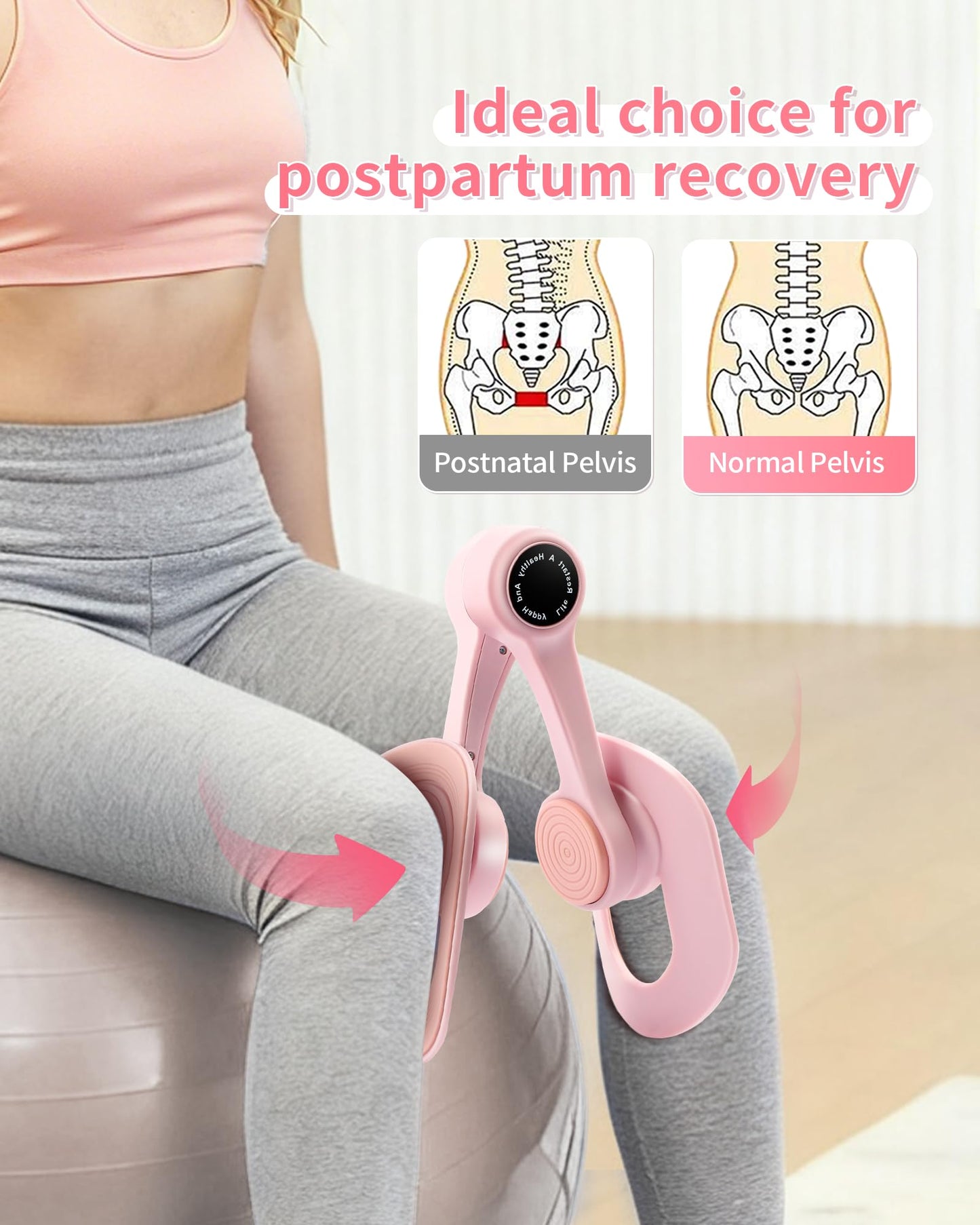 SirDone Thigh Trainer for Women, 360° Adjustable Pelvic Floor Muscle Trainer, Inner Thigh Exerciser, Multi-Function Home Gym Equipment for Hip, Leg, Arm & Yoga Workouts(Pink)