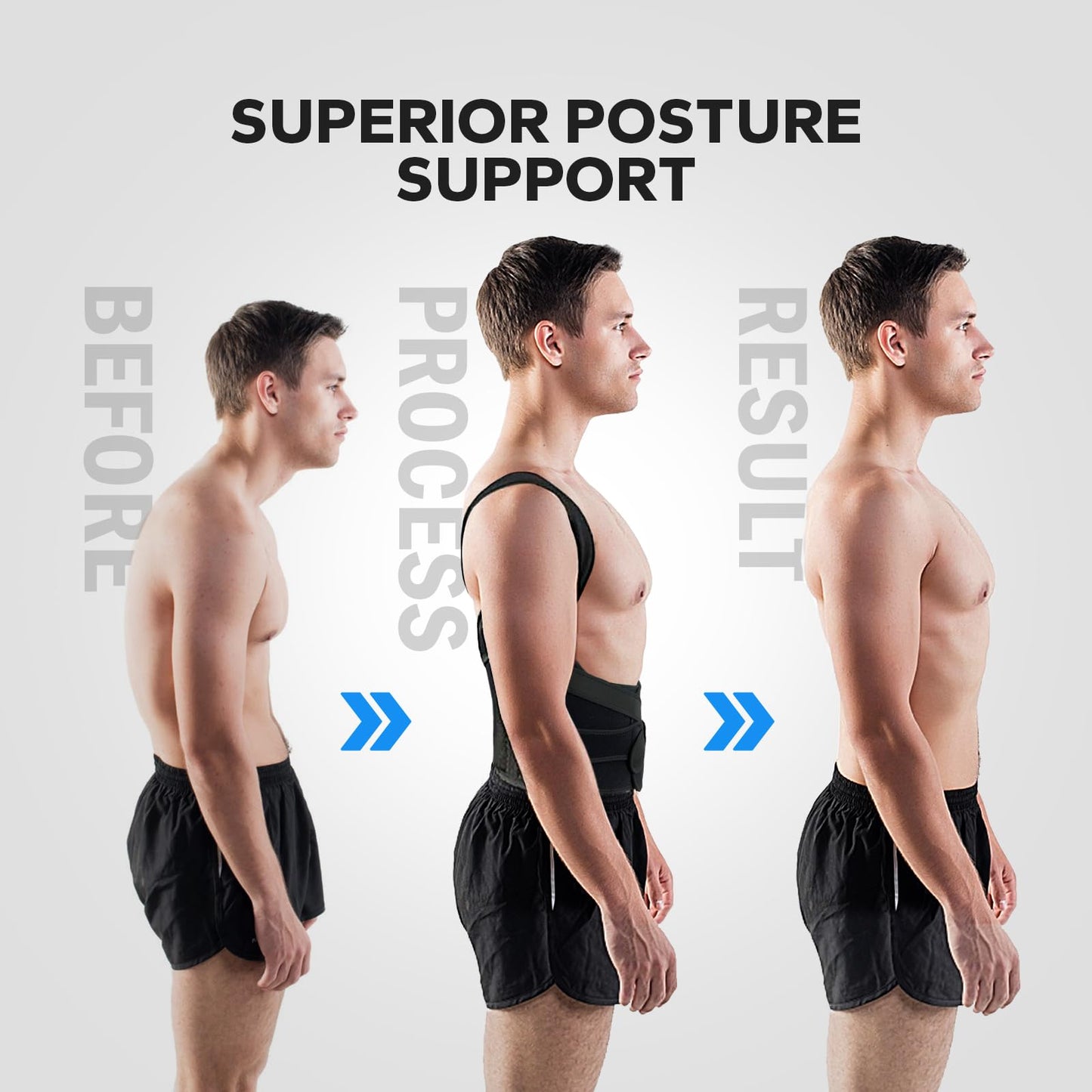 BraceBull Posture Corrector for Men and Women, Upper Back Support Brace with Adjustable Shoulder Straps for Comfortable Posture Training – Invisible Under Clothing (Large 35.4-41.3‘’)