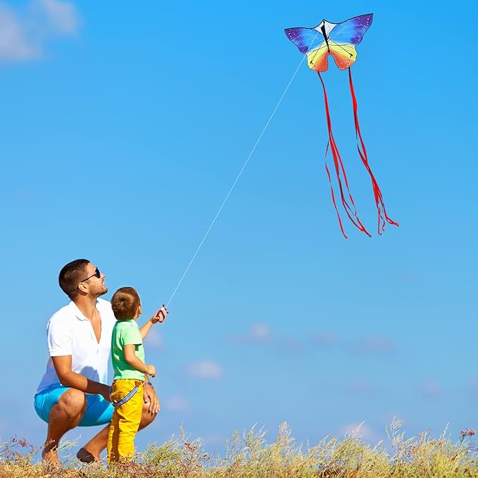 Butterfly Kites for Kids and Adults, Easy to Fly Large Single Line Kite for Boys and Girls - 55" x 28" Beach Kite for Beginners, 300ft String Handle Included