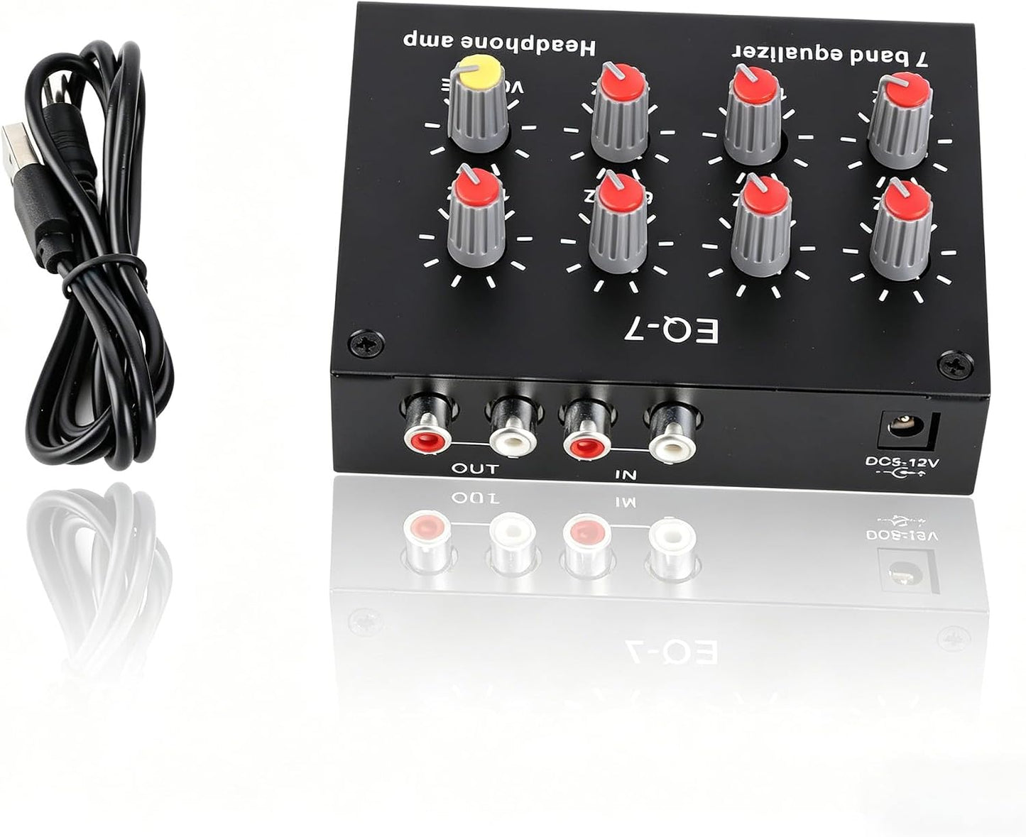 EQ-7 Headset 7 3.5mm 12dB Audio Signal Amplifier, Band Car Audio Equalizer, Dual Channel Sound Equalizer