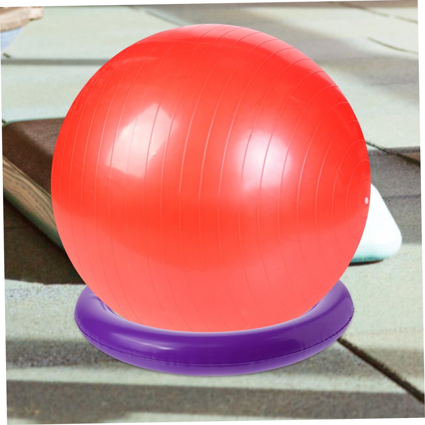 Toyvian Inflatable Yoga Ball Base with Fixed Ring 16.53In Round Stable Holder for Exercise Fitness Training Slip Resistant Support Stand