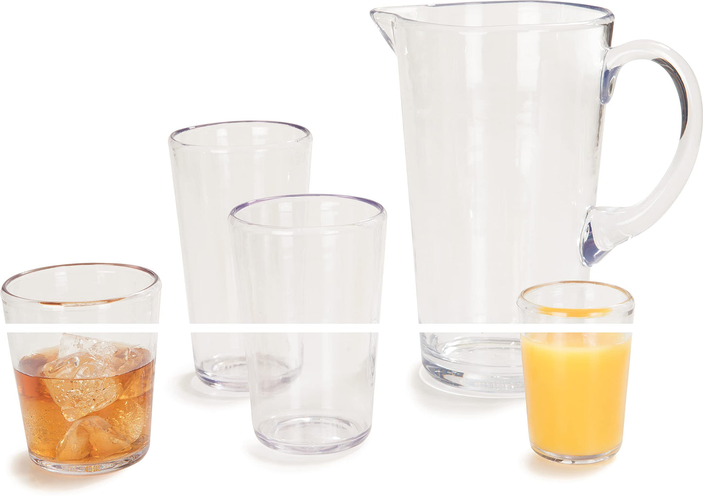 Carlisle FoodService Products Mingle Pitcher, Glass Look Container for Serving Drinks, 74 Oz, 4 Count, Clear