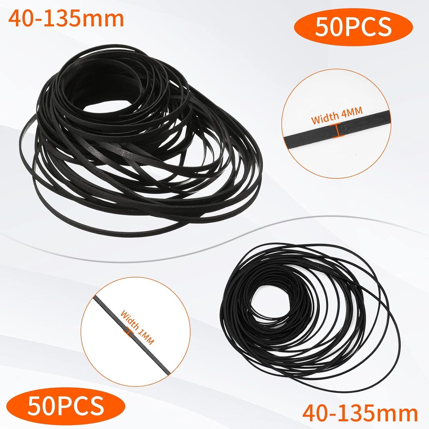 100 Cassette Cassette 40-135 MM, 50 1 MM 50 4 MM Pcs Recorder Rubber Belts - Recorder Repair Maintenance Mix Flat Tape